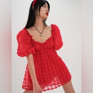 For Love and Lemons Hannah Mini Dress (RED Era) Rosette Dress